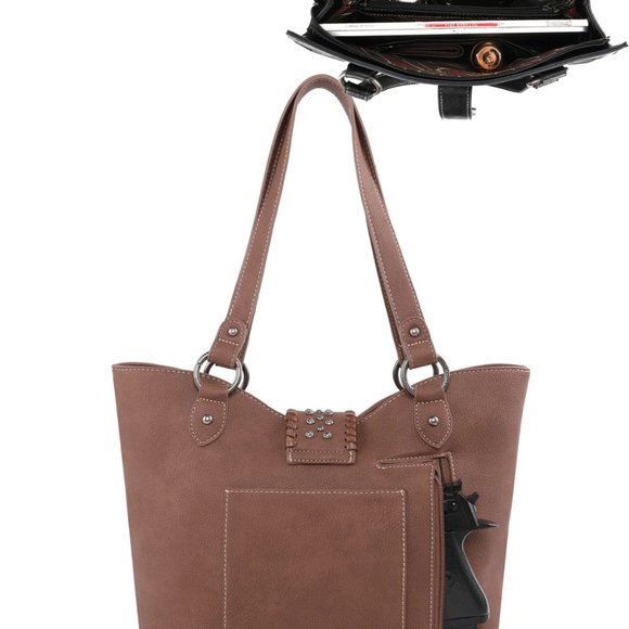 Montana West Concealed Weapon Old West Style Buckle Purse Handbag Satchel - Picture 2 of 2